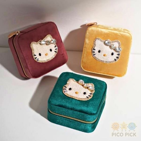 🇯🇵日本直送｜Hello Kitty × MAYGLOBE】手工珠繡天鵝絨首飾盒-細節圖2