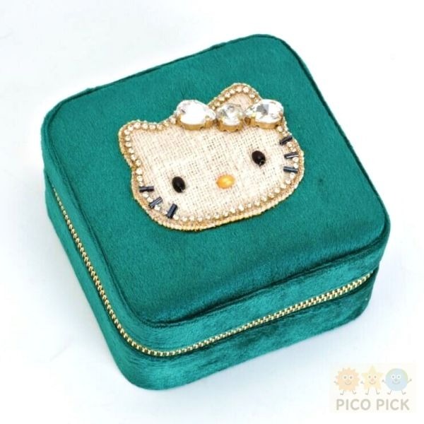 🇯🇵日本直送｜Hello Kitty × MAYGLOBE】手工珠繡天鵝絨首飾盒-細節圖3