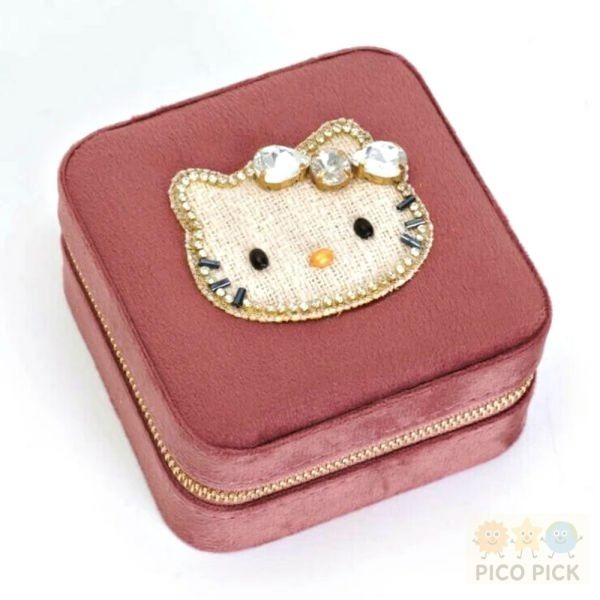 🇯🇵日本直送｜Hello Kitty × MAYGLOBE】手工珠繡天鵝絨首飾盒-細節圖6