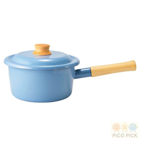 日本🇯🇵FUJIHORO 富士琺瑯14公分/18公分 牛奶鍋 ｜木柄單手鍋｜木製握柄｜附蓋｜可直火加熱｜IH對應｜廚-細節圖2