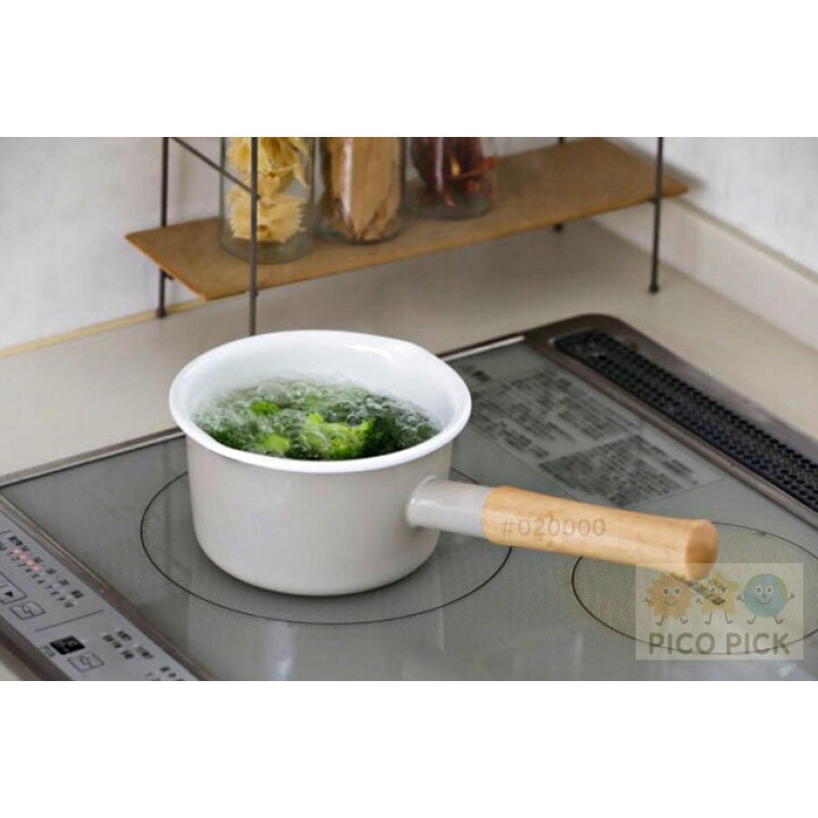 日本🇯🇵FUJIHORO 富士琺瑯14公分/18公分 牛奶鍋 ｜木柄單手鍋｜木製握柄｜附蓋｜可直火加熱｜IH對應｜廚-細節圖7