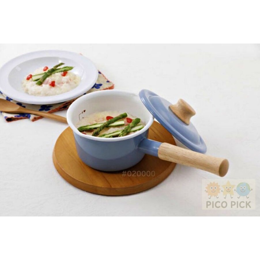 日本🇯🇵FUJIHORO 富士琺瑯14公分/18公分 牛奶鍋 ｜木柄單手鍋｜木製握柄｜附蓋｜可直火加熱｜IH對應｜廚-細節圖8