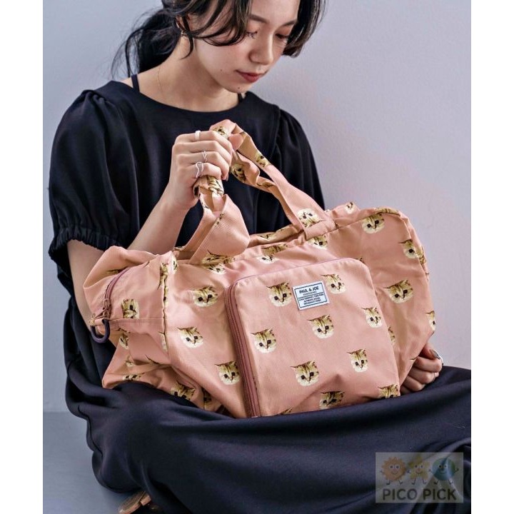 日本🇯🇵｜PAUL & JOE 貓咪印花旅行波士頓包｜可肩背可斜背｜33L大容量輕量旅行袋-細節圖2