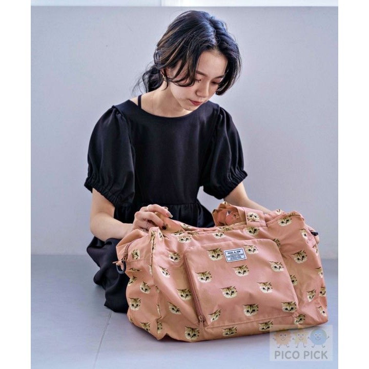 日本🇯🇵｜PAUL & JOE 貓咪印花旅行波士頓包｜可肩背可斜背｜33L大容量輕量旅行袋-細節圖3