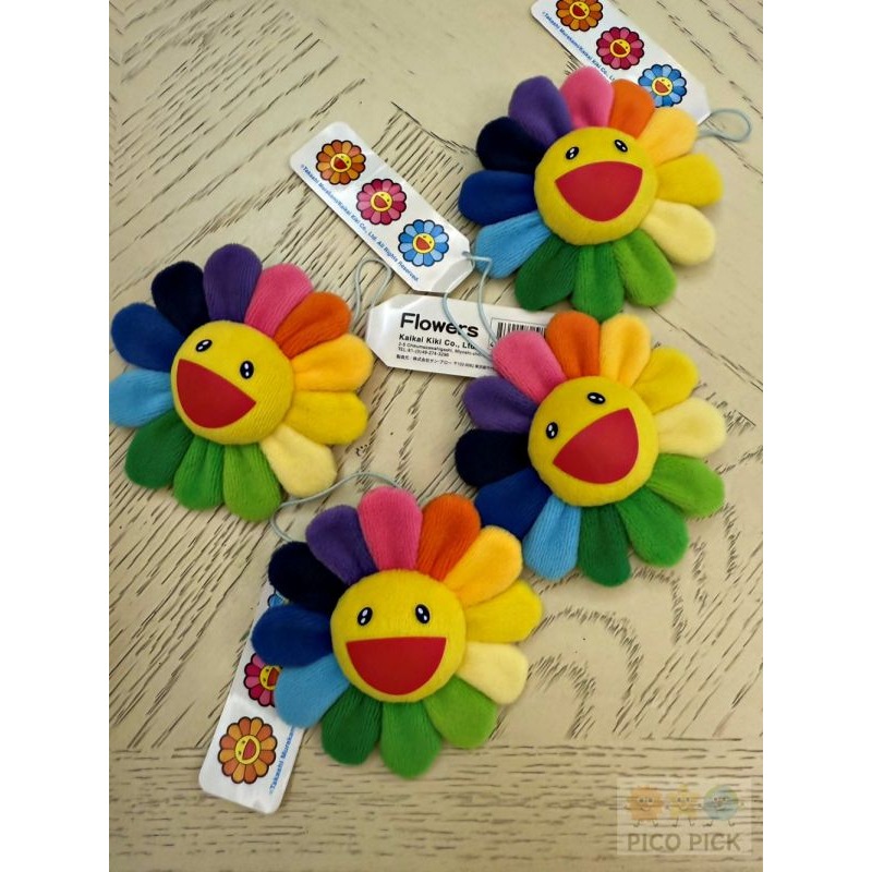 🇯🇵日本親飛帶回｜村上隆Takashi Murakami 彩虹微笑太陽花 絨毛吊飾兼胸針｜包包點綴 小配件-細節圖2
