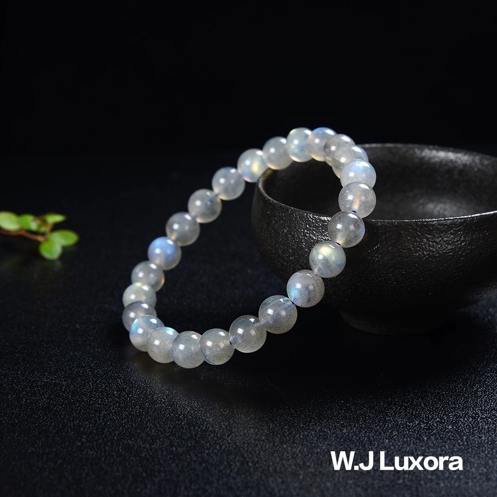 W.J Luxora 灰月光，拉長石手鍊，天然石能量，彈性舒適，精緻禮品-細節圖2
