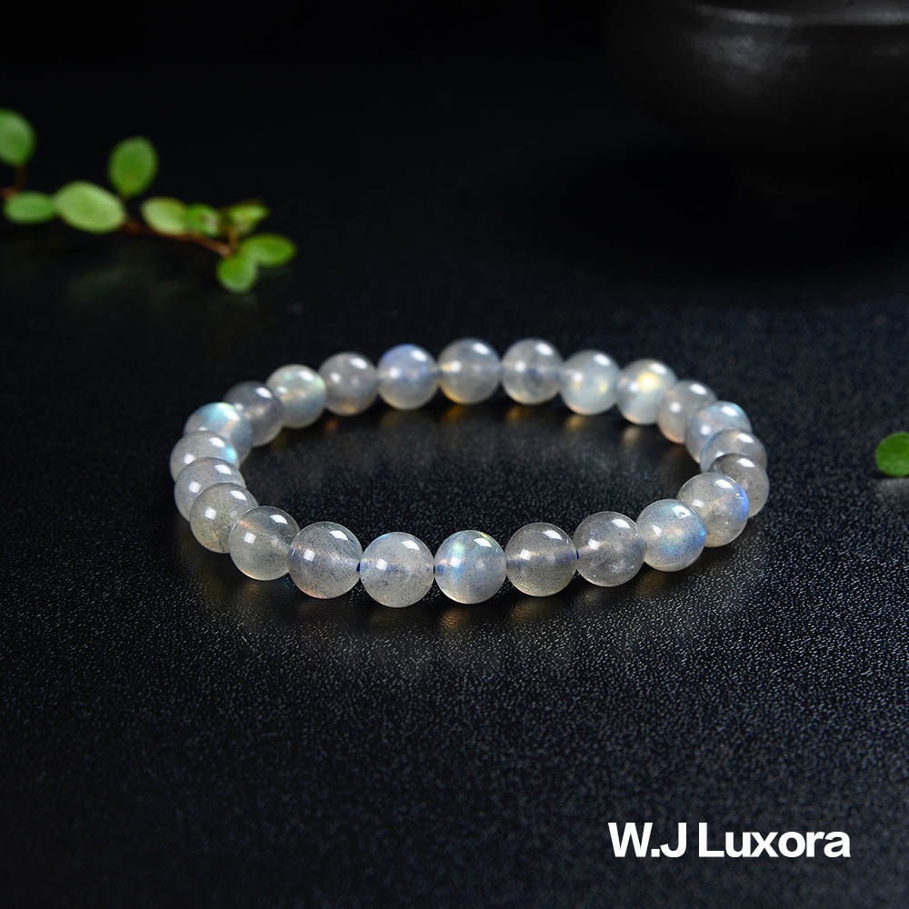 W.J Luxora 灰月光，拉長石手鍊，天然石能量，彈性舒適，精緻禮品-細節圖3