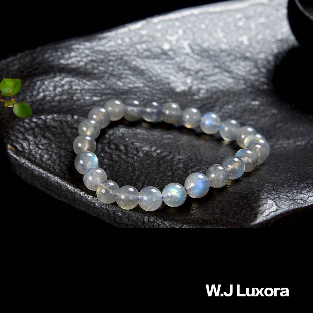W.J Luxora 灰月光，拉長石手鍊，天然石能量，彈性舒適，精緻禮品-細節圖4