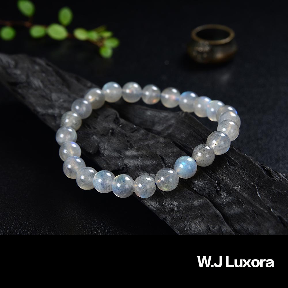 W.J Luxora 灰月光，拉長石手鍊，天然石能量，彈性舒適，精緻禮品-細節圖6