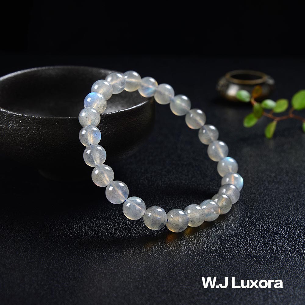 W.J Luxora 灰月光，拉長石手鍊，天然石能量，彈性舒適，精緻禮品-細節圖7