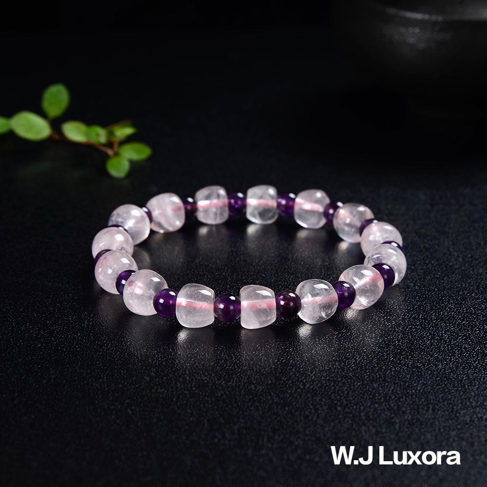 W.J Luxora 平平安安水晶雙雄手鍊，粉晶，紫水晶，保平安，開運-細節圖3