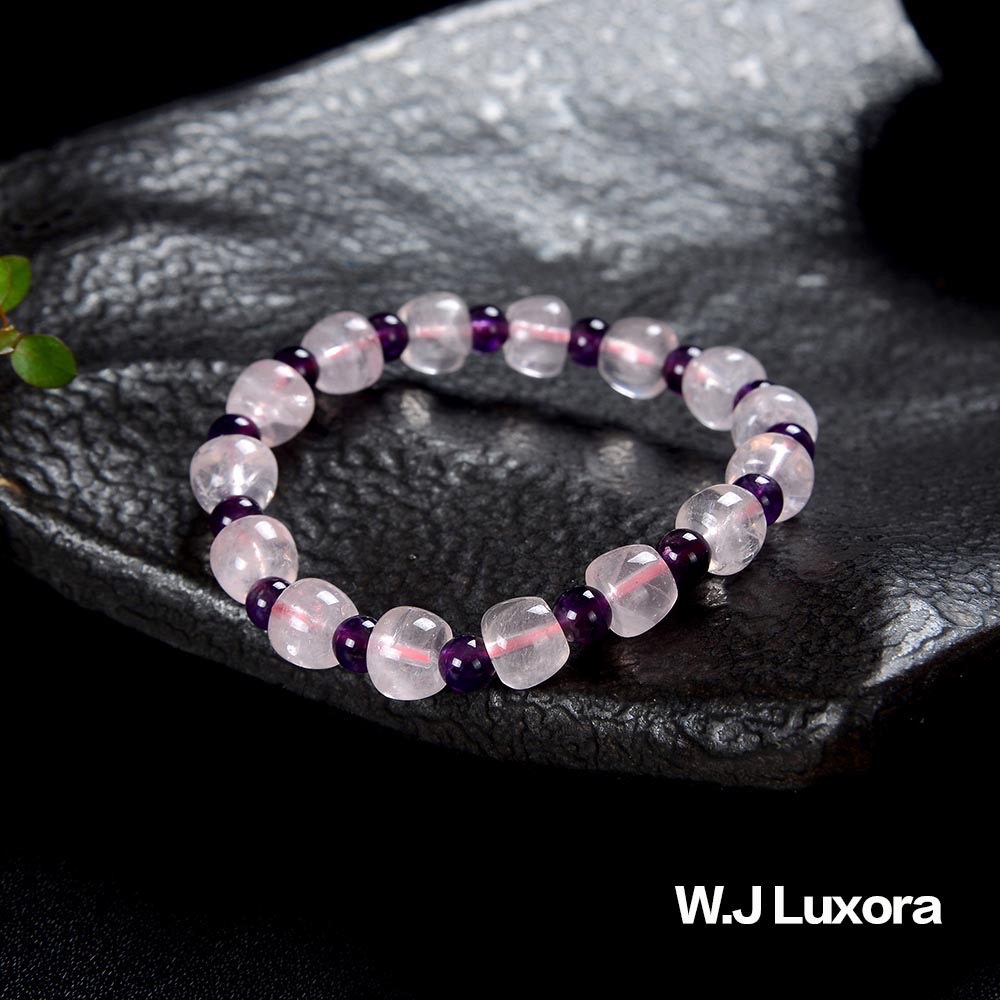 W.J Luxora 平平安安水晶雙雄手鍊，粉晶，紫水晶，保平安，開運-細節圖4