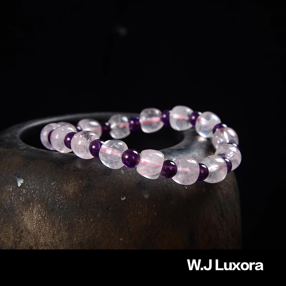 W.J Luxora 平平安安水晶雙雄手鍊，粉晶，紫水晶，保平安，開運-細節圖5