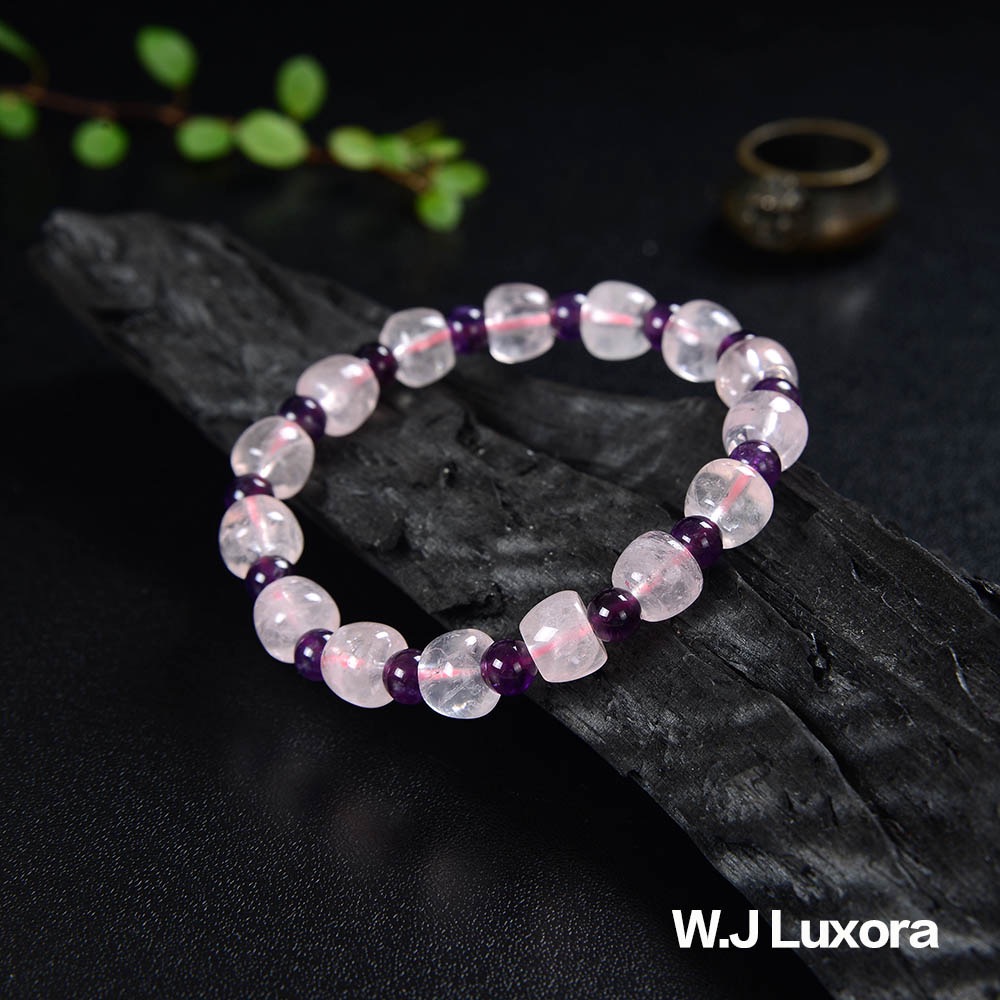 W.J Luxora 平平安安水晶雙雄手鍊，粉晶，紫水晶，保平安，開運-細節圖6