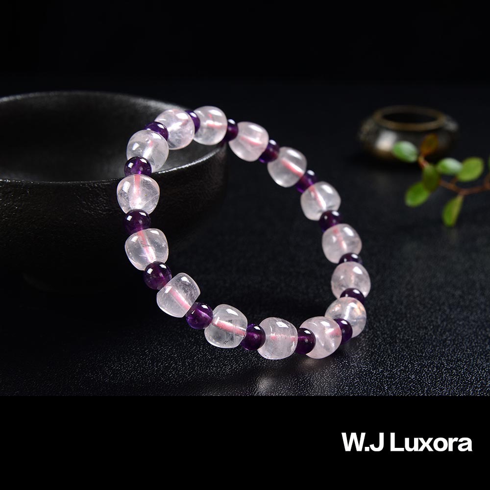 W.J Luxora 平平安安水晶雙雄手鍊，粉晶，紫水晶，保平安，開運-細節圖7