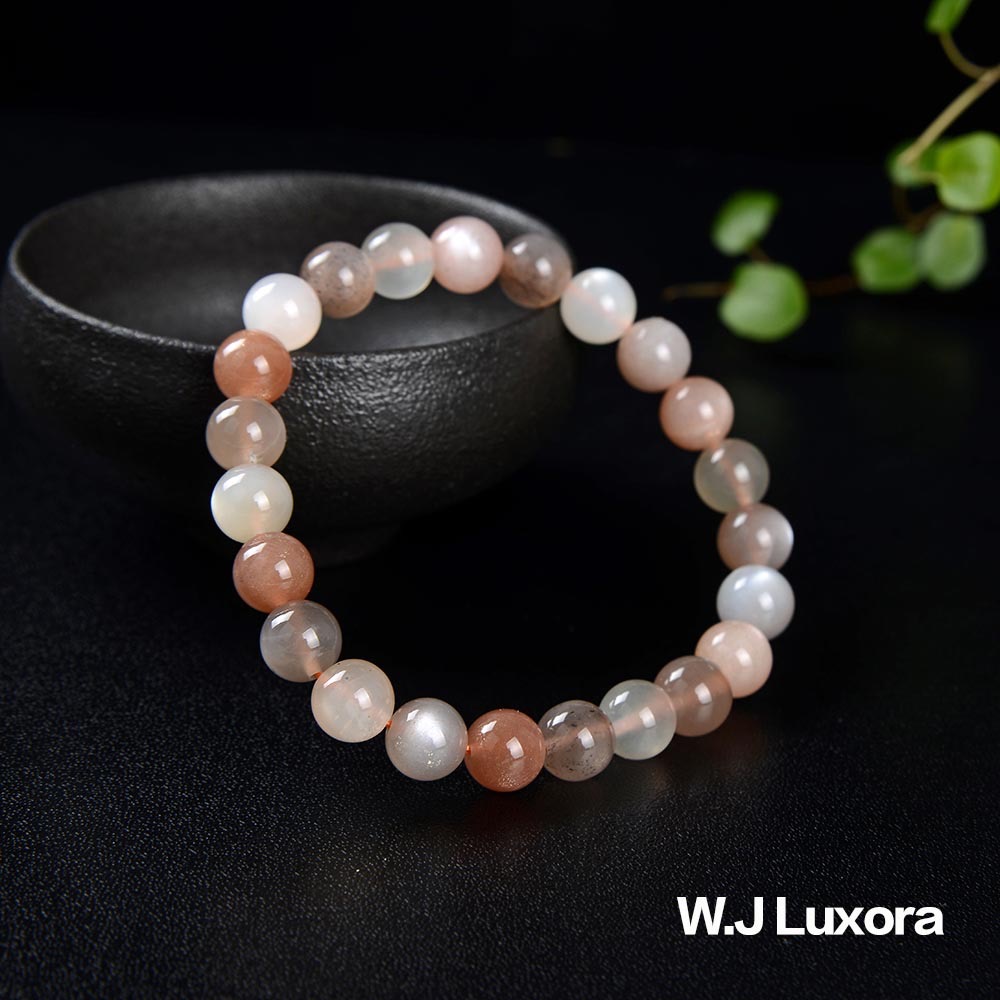 【W.J Luxora】五形彩月光石手珠(8MM-頂級貓眼折射光)-細節圖2
