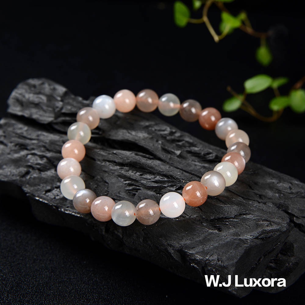 【W.J Luxora】五形彩月光石手珠(8MM-頂級貓眼折射光)-細節圖4