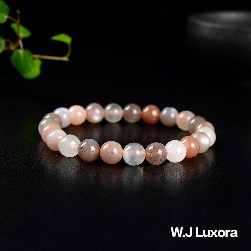 【W.J Luxora】五形彩月光石手珠(8MM-頂級貓眼折射光)-細節圖5