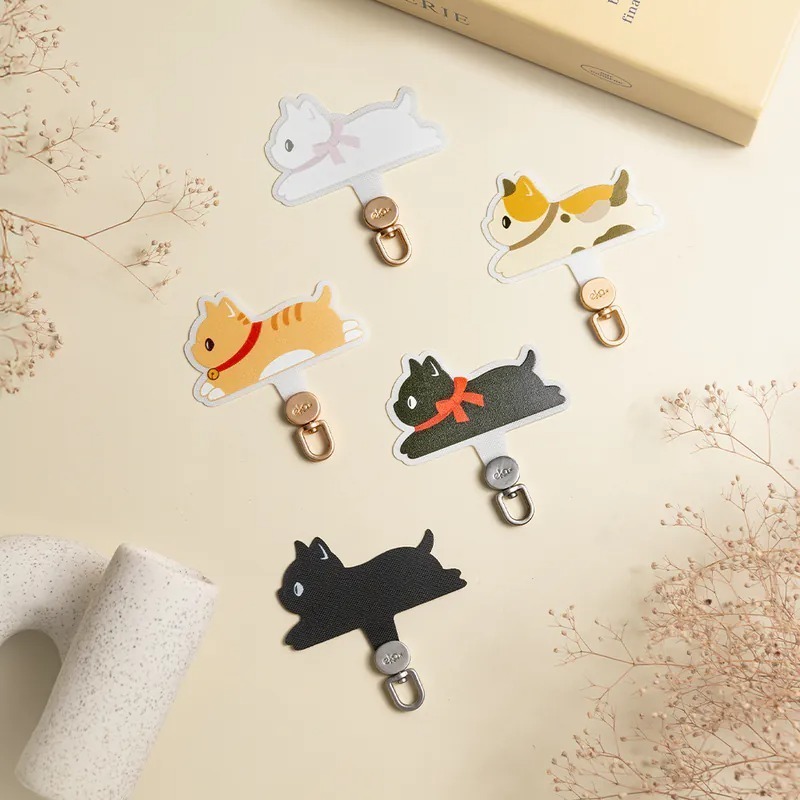 [ekax] 旋轉造型手機掛繩夾片 360°旋轉 手機夾片 可旋轉 白貓 黑貓 橘貓 手機掛繩夾片 夾片 貓咪夾片-細節圖2