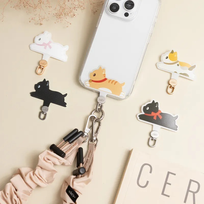 [ekax] 旋轉造型手機掛繩夾片 360°旋轉 手機夾片 可旋轉 白貓 黑貓 橘貓 手機掛繩夾片 夾片 貓咪夾片-細節圖3