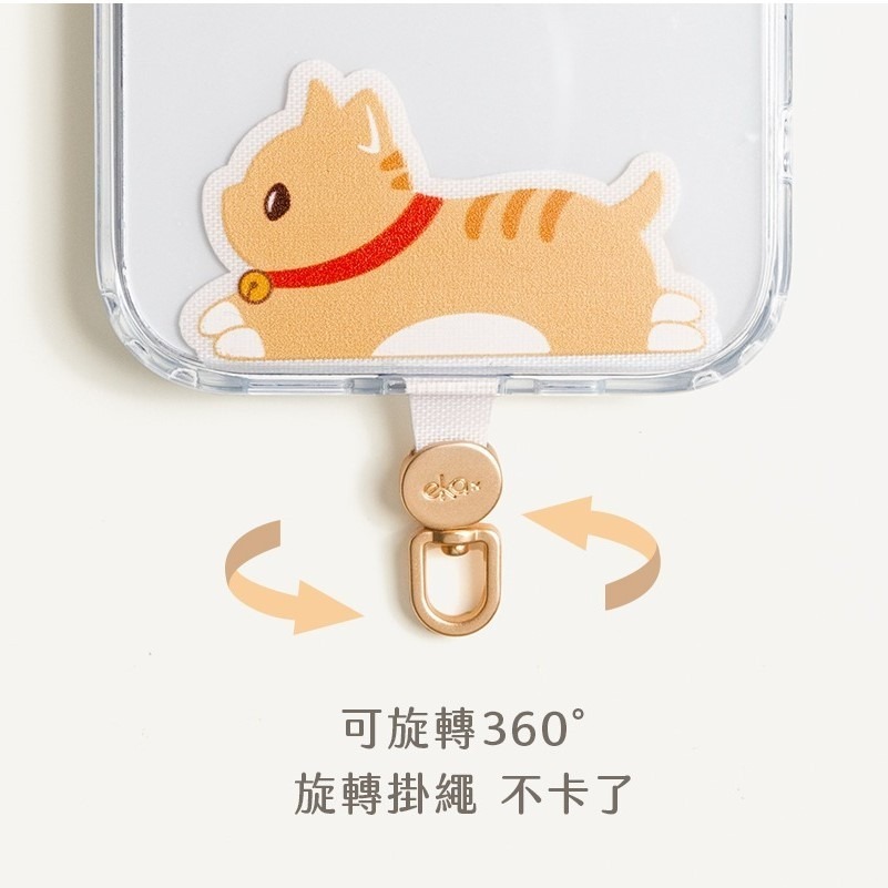 [ekax] 旋轉造型手機掛繩夾片 360°旋轉 手機夾片 可旋轉 白貓 黑貓 橘貓 手機掛繩夾片 夾片 貓咪夾片-細節圖7