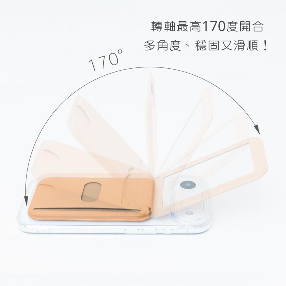 ekax Magsafe鏡子手機卡包支架 鏡子設計 補妝 手機卡包 手機支架 手機卡夾 鏡子 追劇 外出補妝-細節圖3