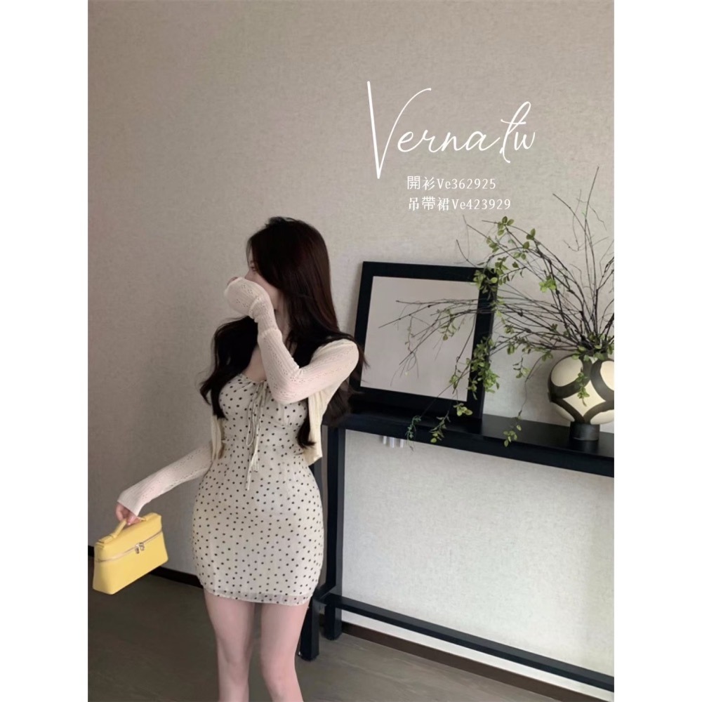 純欲甜甜夏日‘  波點連身裙+奶油開衫-細節圖2