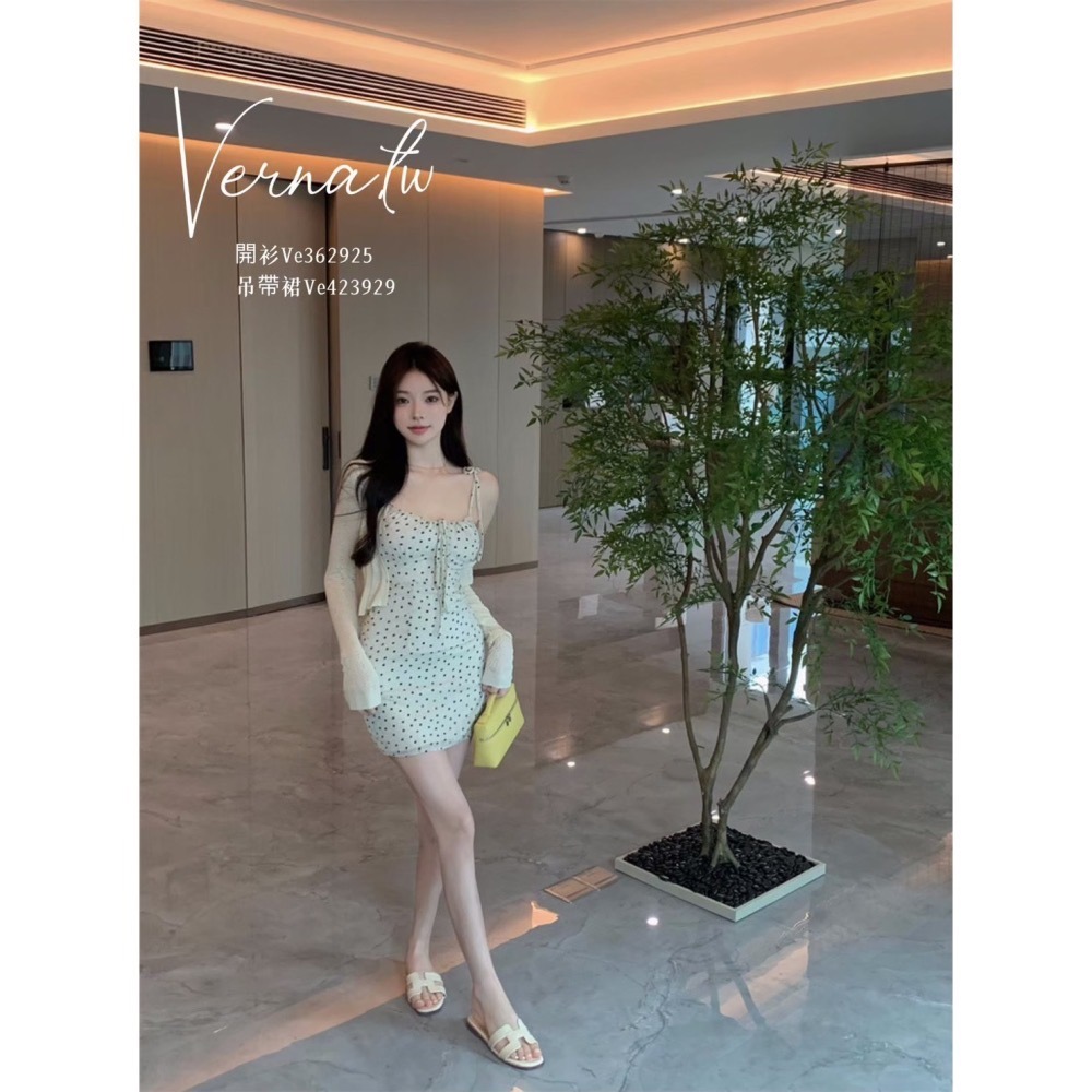 純欲甜甜夏日‘  波點連身裙+奶油開衫-細節圖6