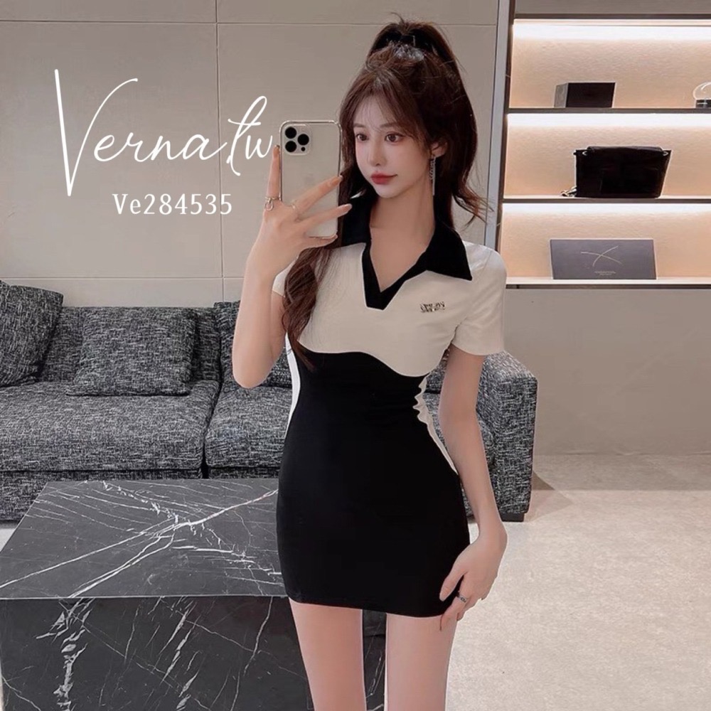 Polo領視覺收腰連身衣-細節圖4