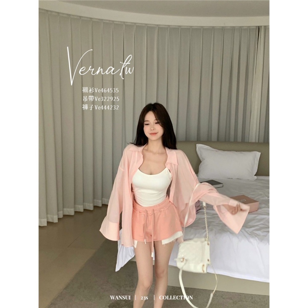 粉嫩薄款襯衫+吊帶背心+粉褲  三件組必須帶走-細節圖6