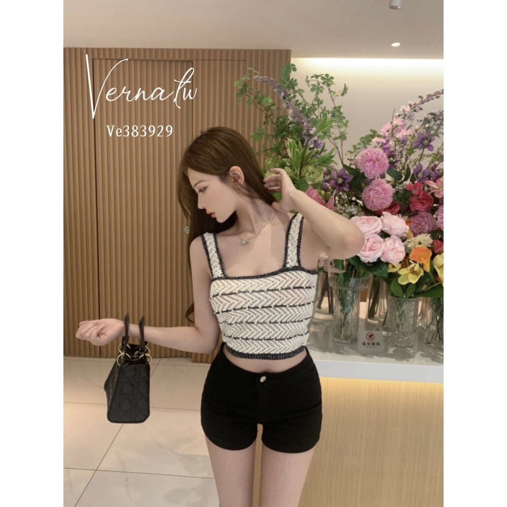 針織蕾絲珍珠設計款小背心-細節圖3