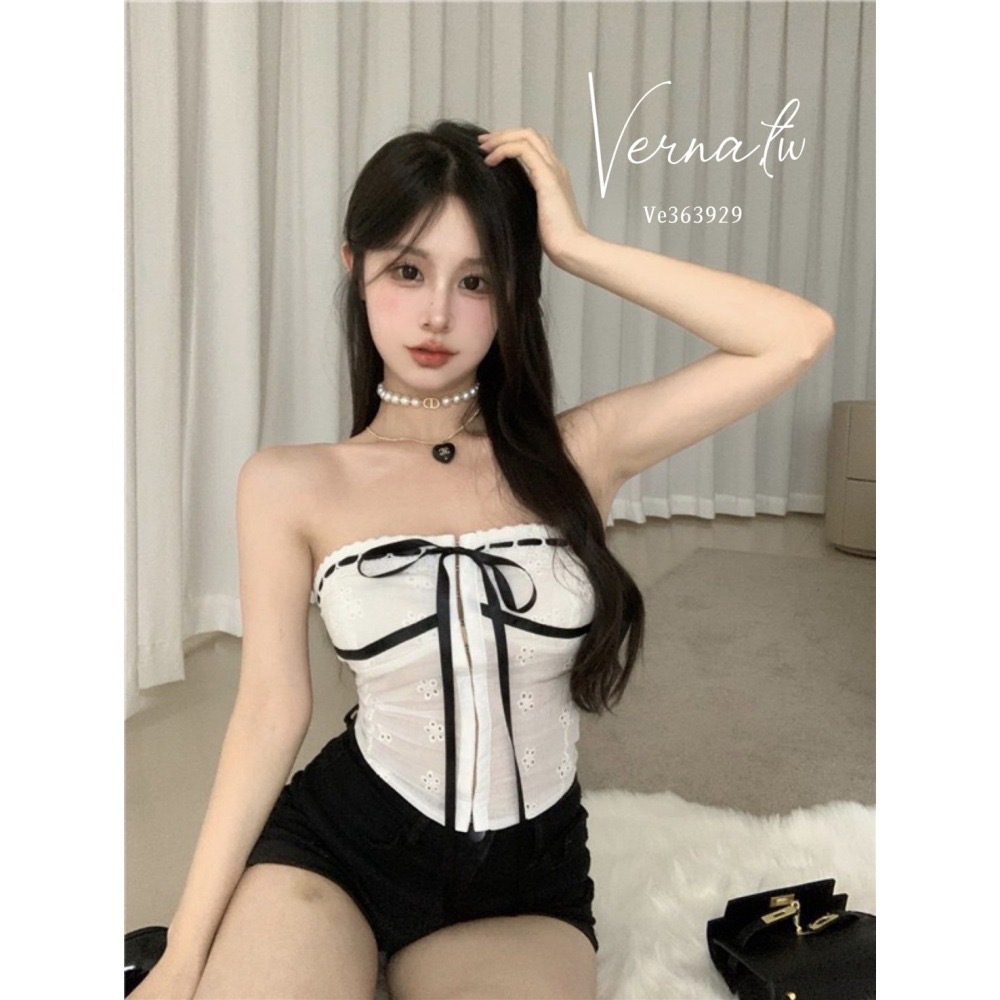 人間芭比‘撞色系帶平口上衣-細節圖2