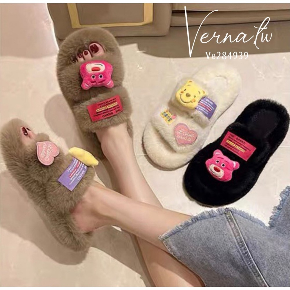 秋冬搭配‘  Q版卡通毛毛拖鞋-細節圖3
