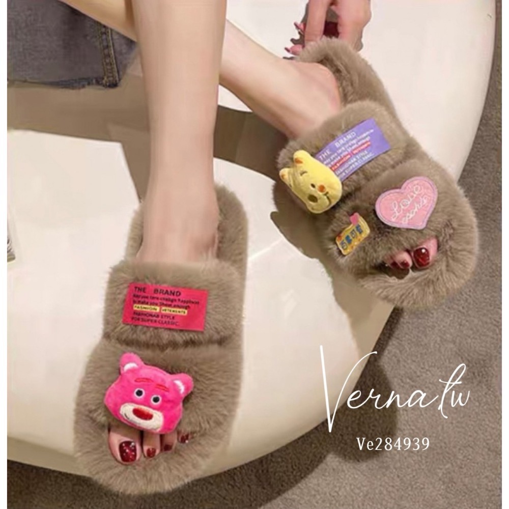 秋冬搭配‘  Q版卡通毛毛拖鞋-細節圖5