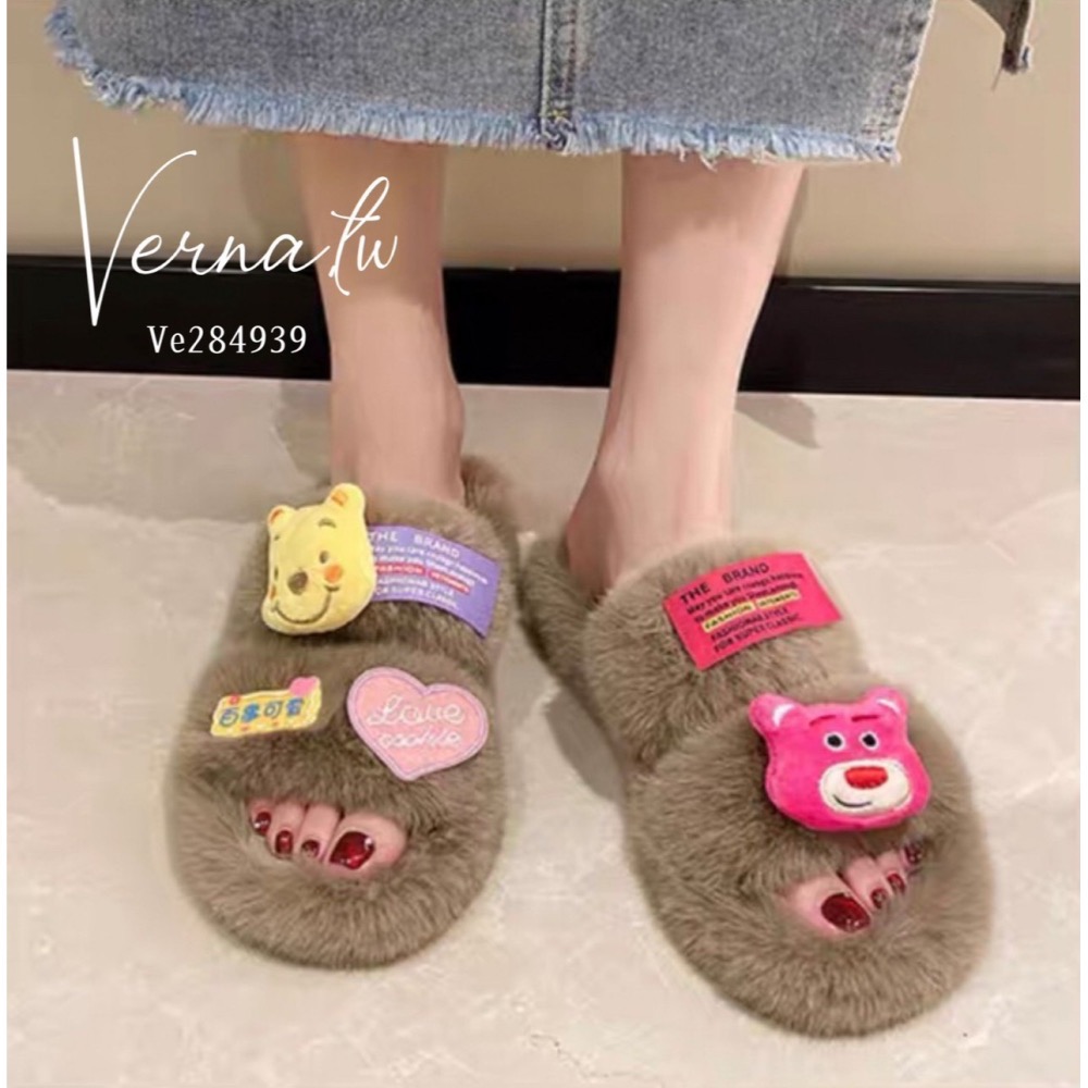 秋冬搭配‘  Q版卡通毛毛拖鞋-細節圖6