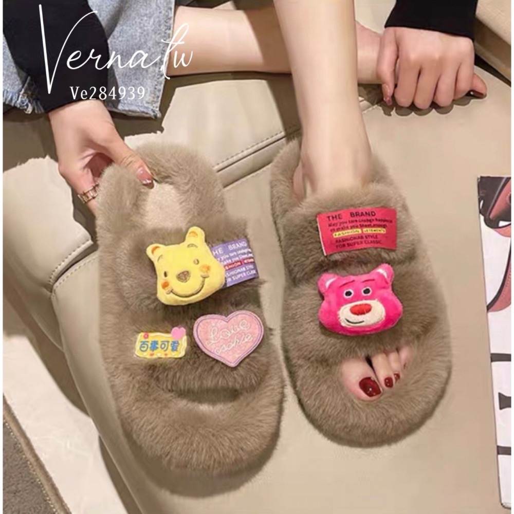 秋冬搭配‘  Q版卡通毛毛拖鞋-細節圖7