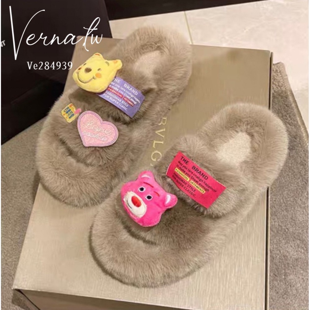 秋冬搭配‘  Q版卡通毛毛拖鞋-細節圖8