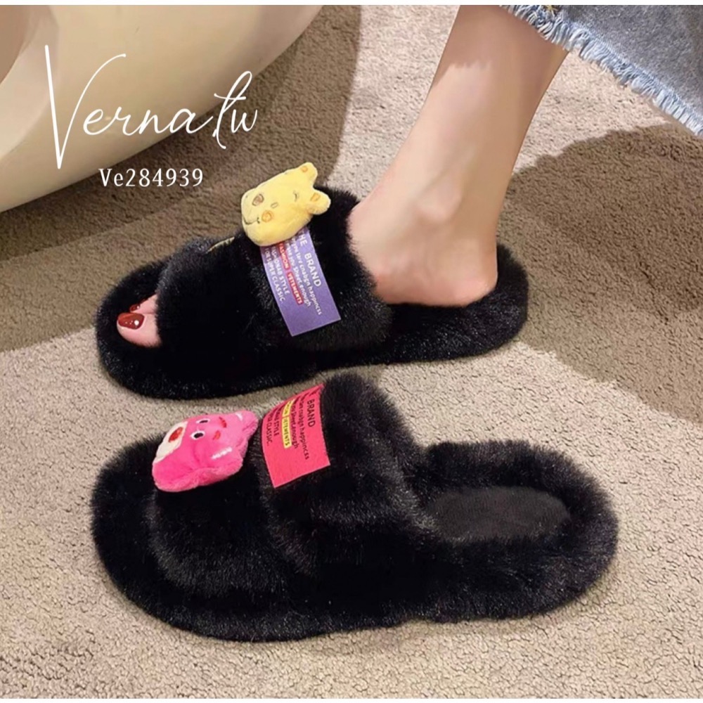 秋冬搭配‘  Q版卡通毛毛拖鞋-細節圖10