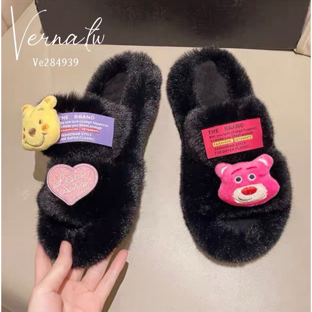 秋冬搭配‘  Q版卡通毛毛拖鞋-細節圖11