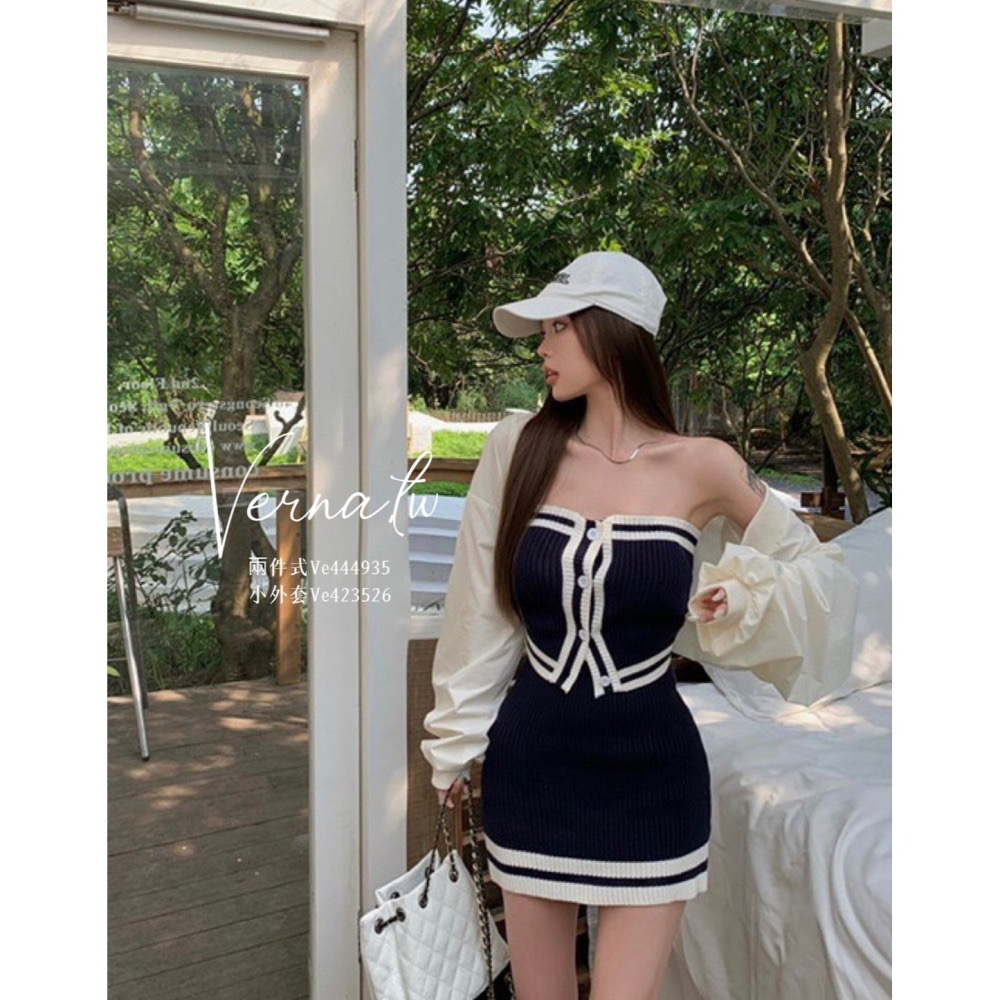 秋季首選‘  撞色針織兩件式+小外套-細節圖2