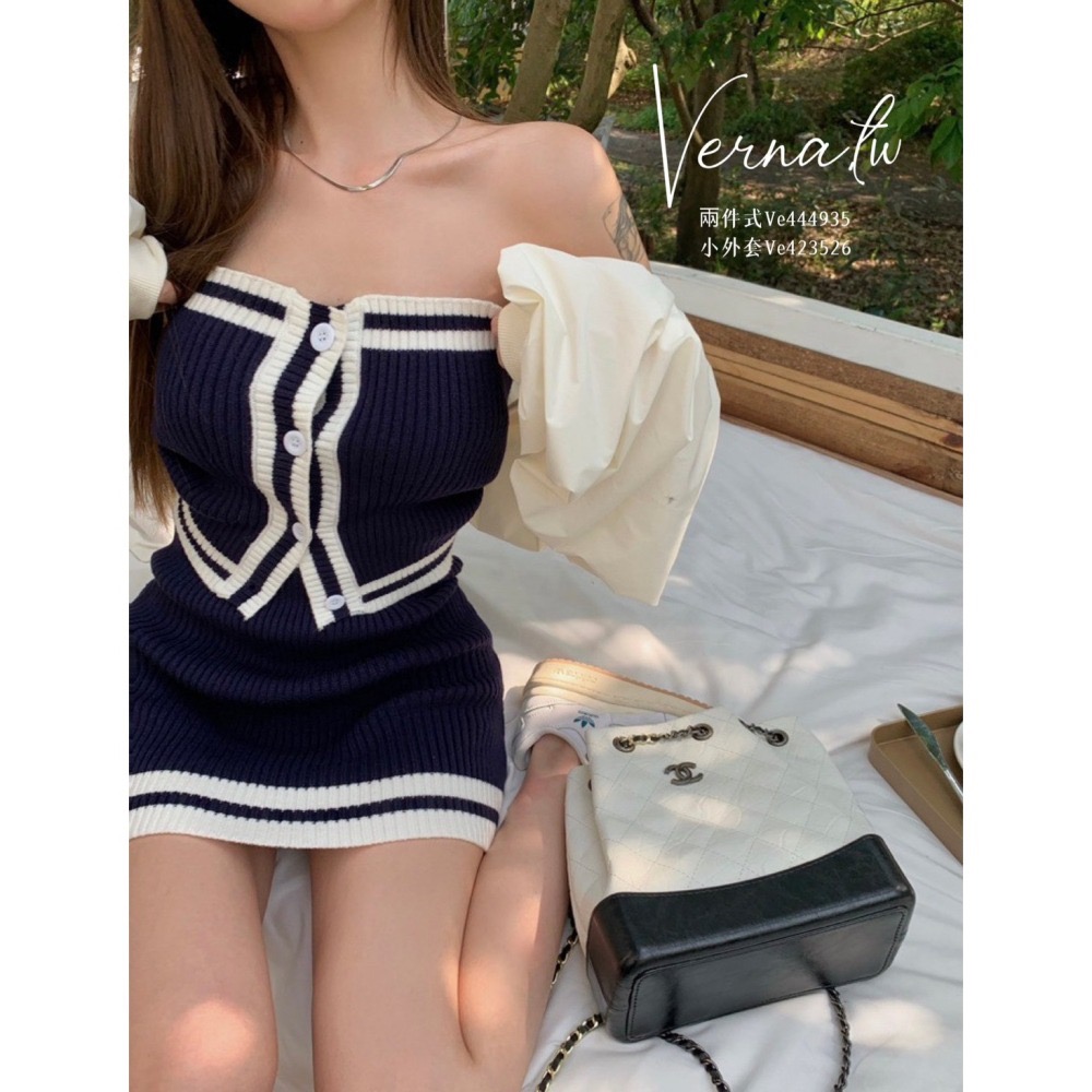 秋季首選‘  撞色針織兩件式+小外套-細節圖3