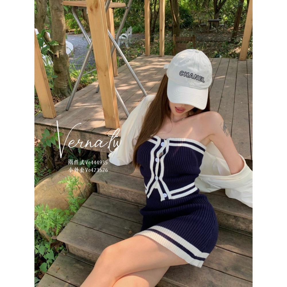 秋季首選‘  撞色針織兩件式+小外套-細節圖4