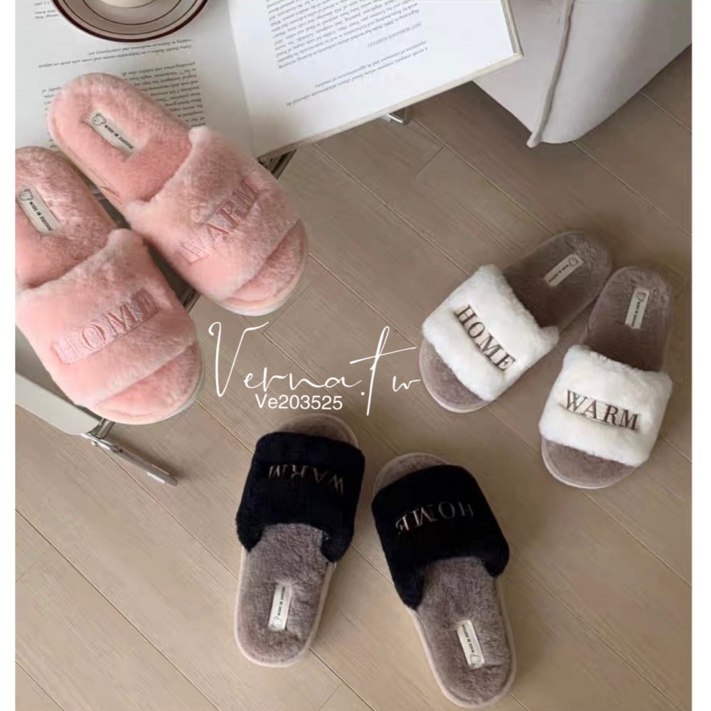 少女心爆棚‘毛絨字母室內拖-細節圖2