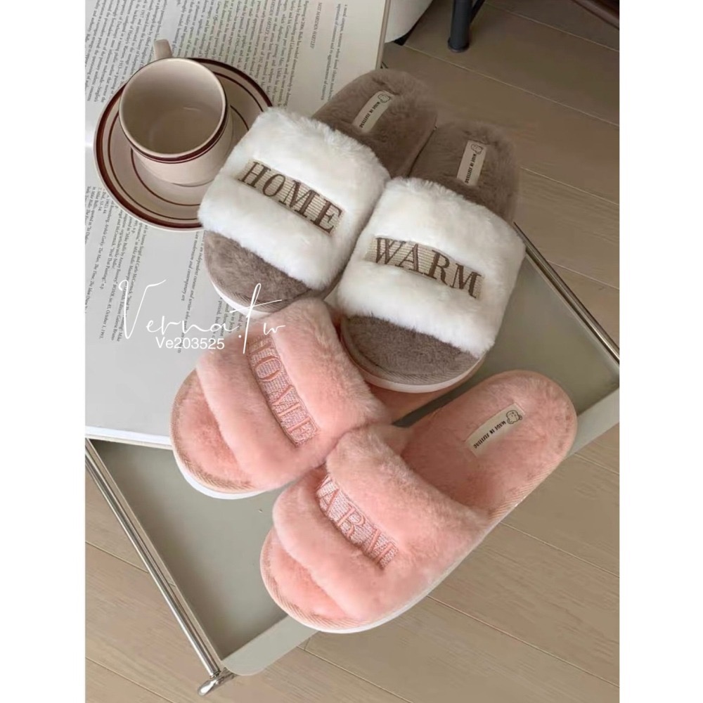 少女心爆棚‘毛絨字母室內拖-細節圖3