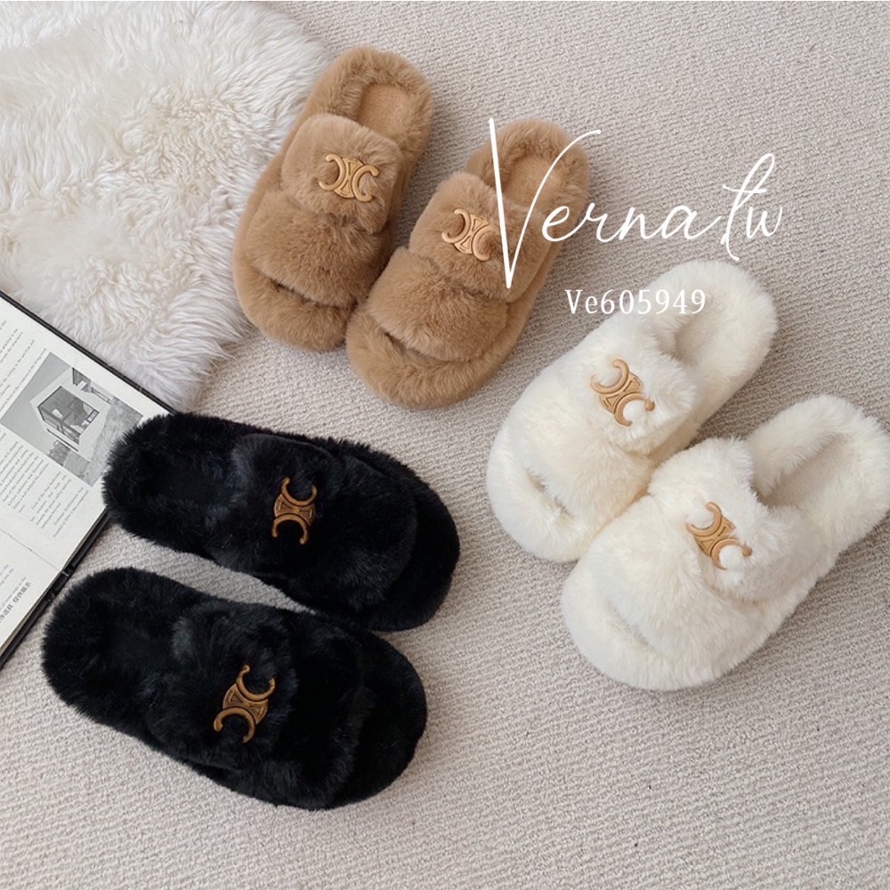 質感金屬標毛絨拖鞋-細節圖7