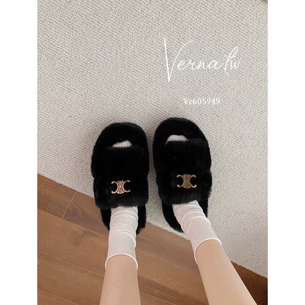 質感金屬標毛絨拖鞋-細節圖10