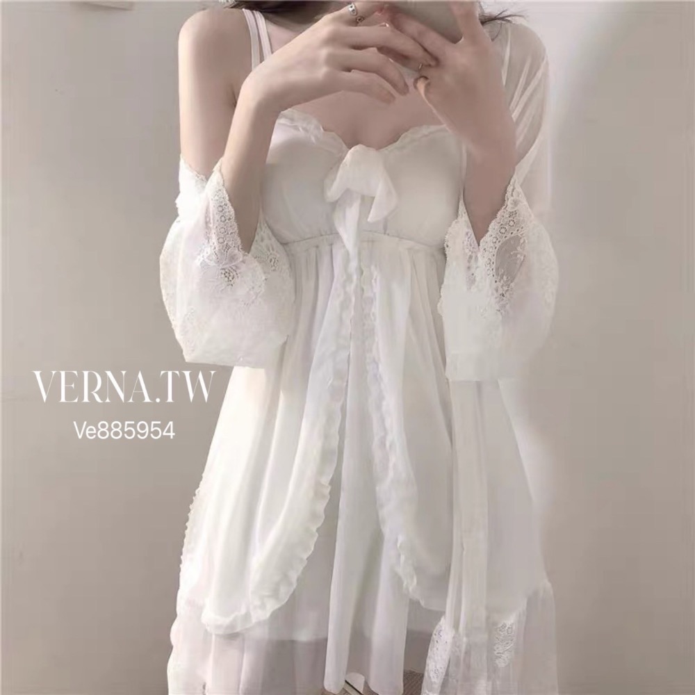 居家甜欲系列‘ 甜欲居家睡衣罩衫+吊帶裙-細節圖4