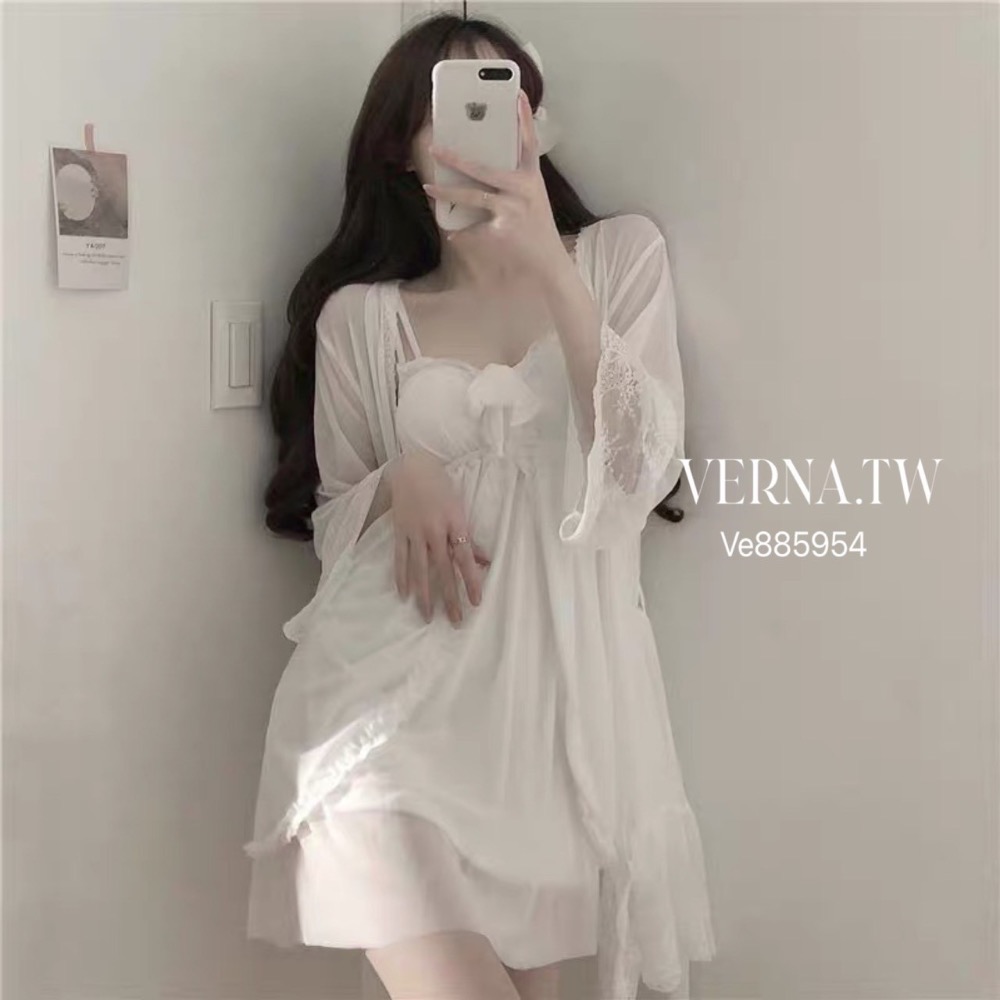居家甜欲系列‘ 甜欲居家睡衣罩衫+吊帶裙-細節圖5