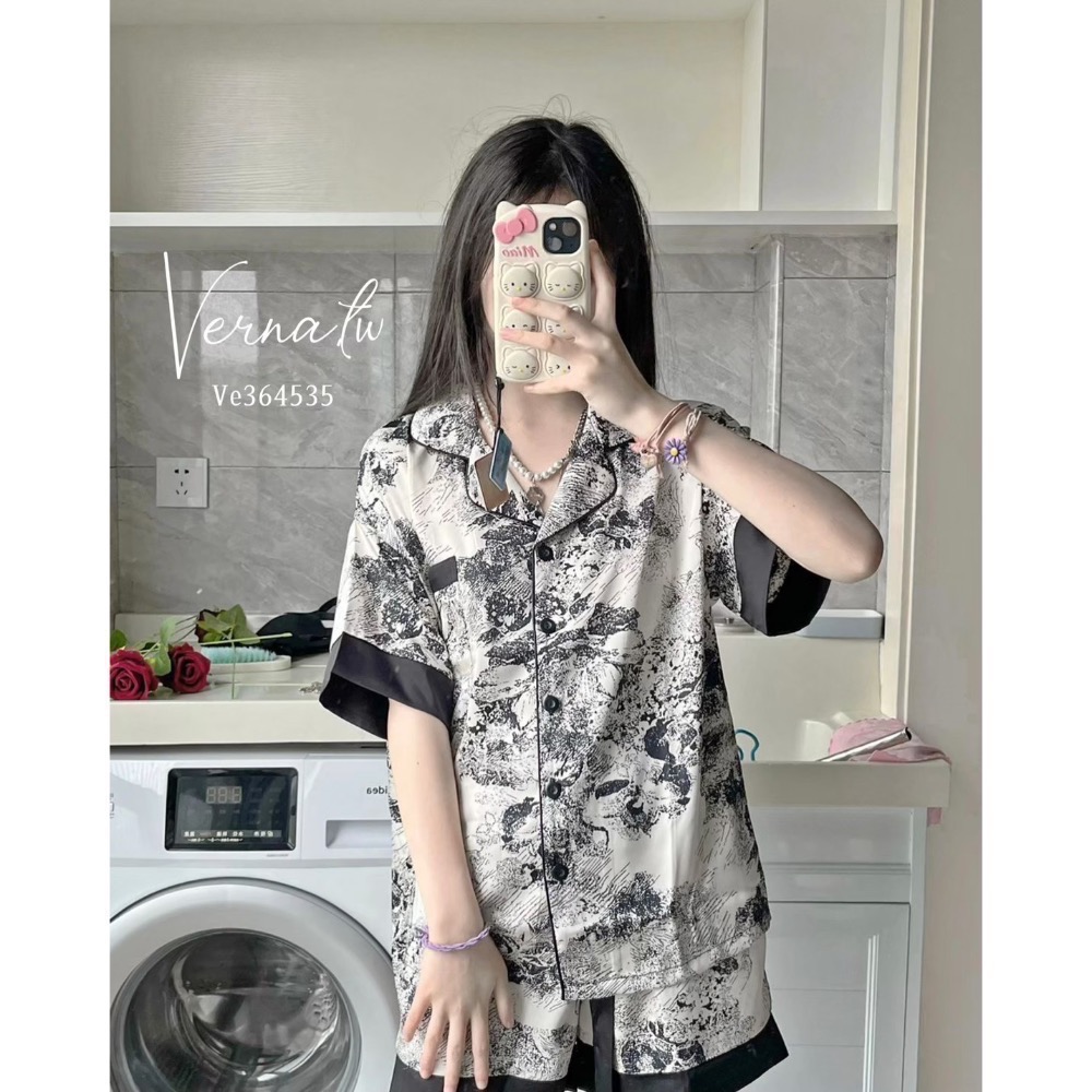 高級感‘水墨冰絲睡衣-細節圖6