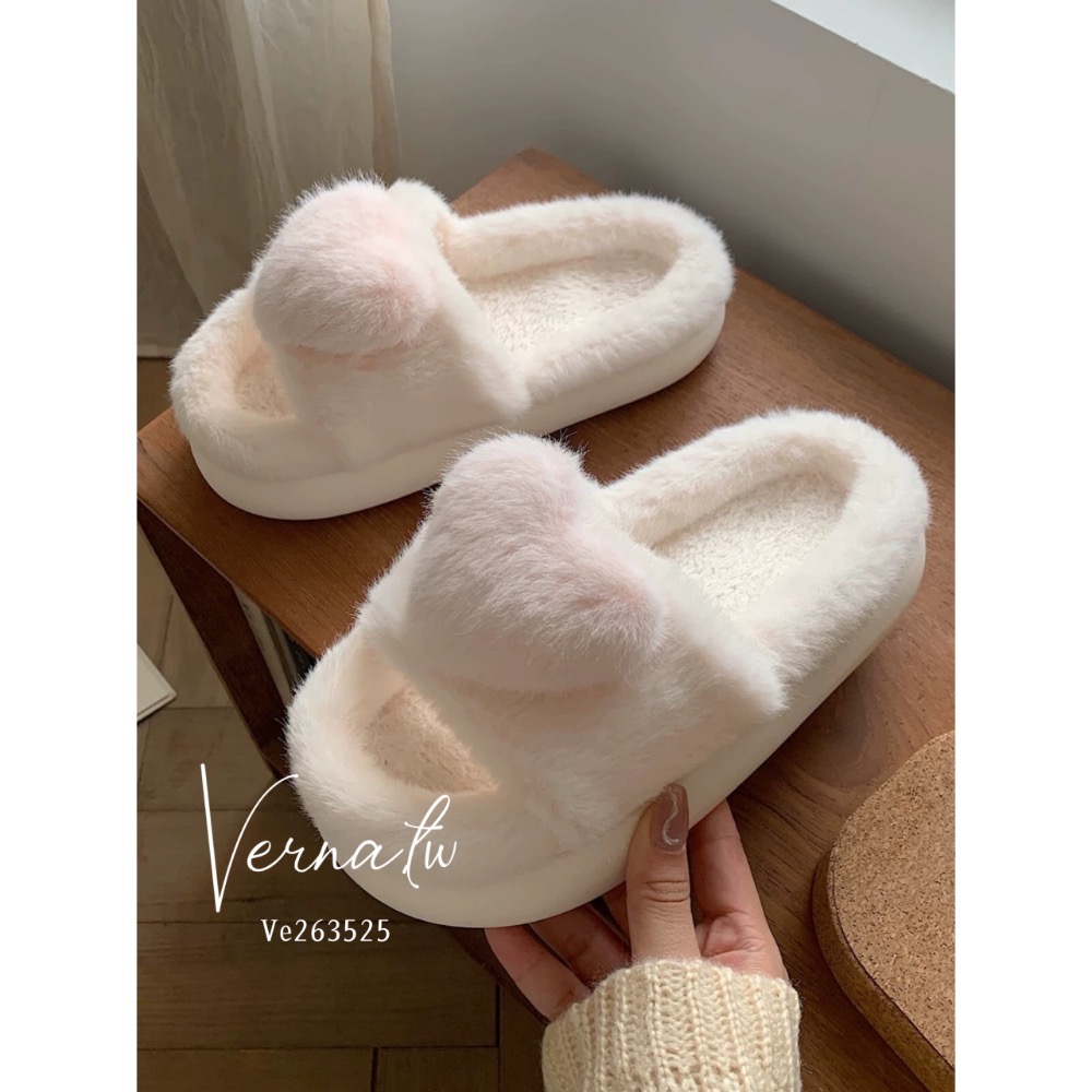 暖呼呼少女感愛心拖鞋-細節圖6